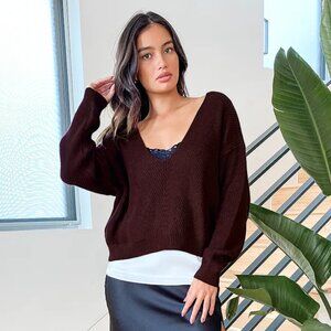 Lulus - Feel it still Plum Purple Knit Sweater XS